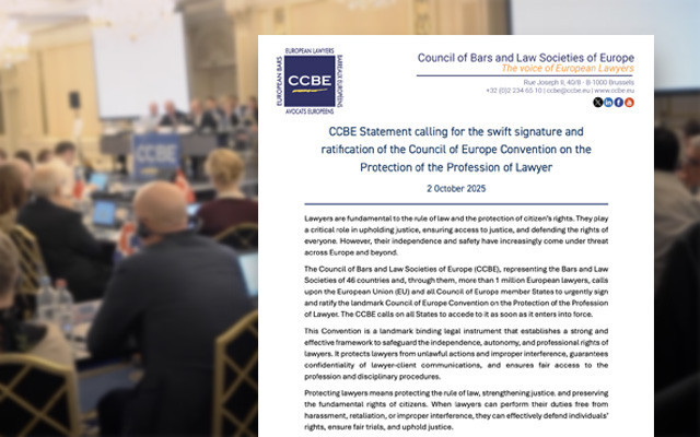 CCBE закликала терміново ратифікувати Конвенцію про захист професії адвоката